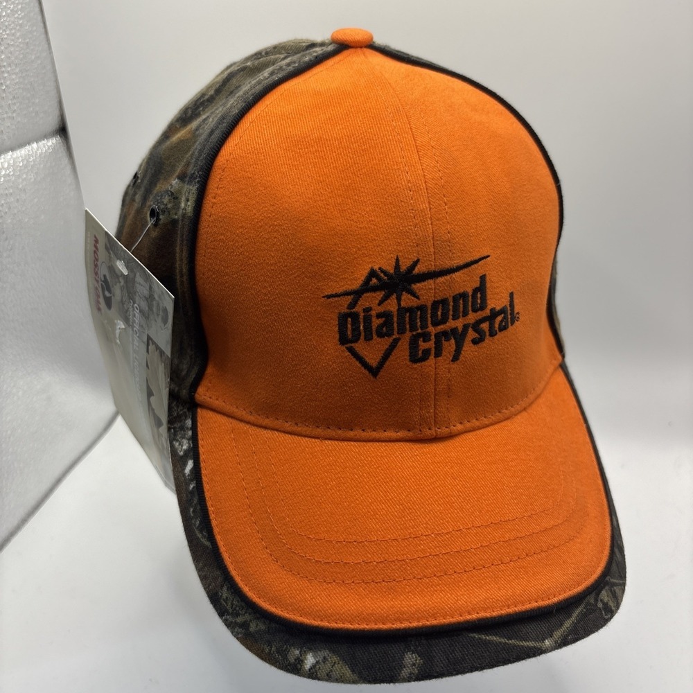 Diamond Crystal Mossy Oak Camo Orange Hunting Hat‎ Cap Hook & Loop NEW